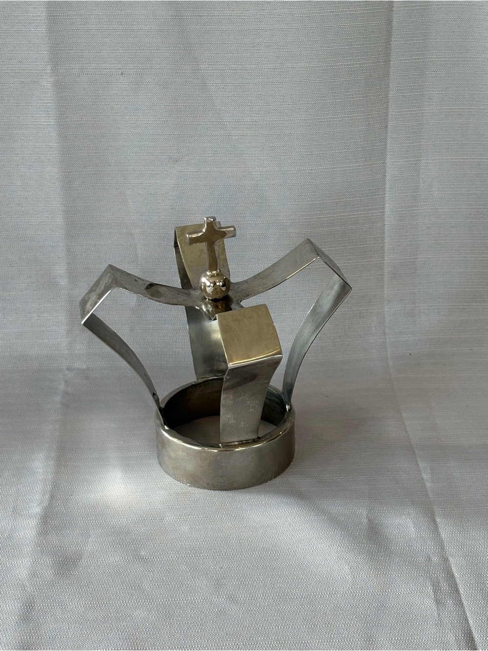 Vintage Silver Crown Decorative Sculpture - Home Art Accent